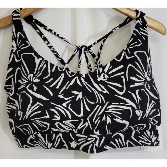 Athleta Black & White Floral Solace Textured Strappy Sports Bra Size 3X D-DD NWT - Picture 2 of 7